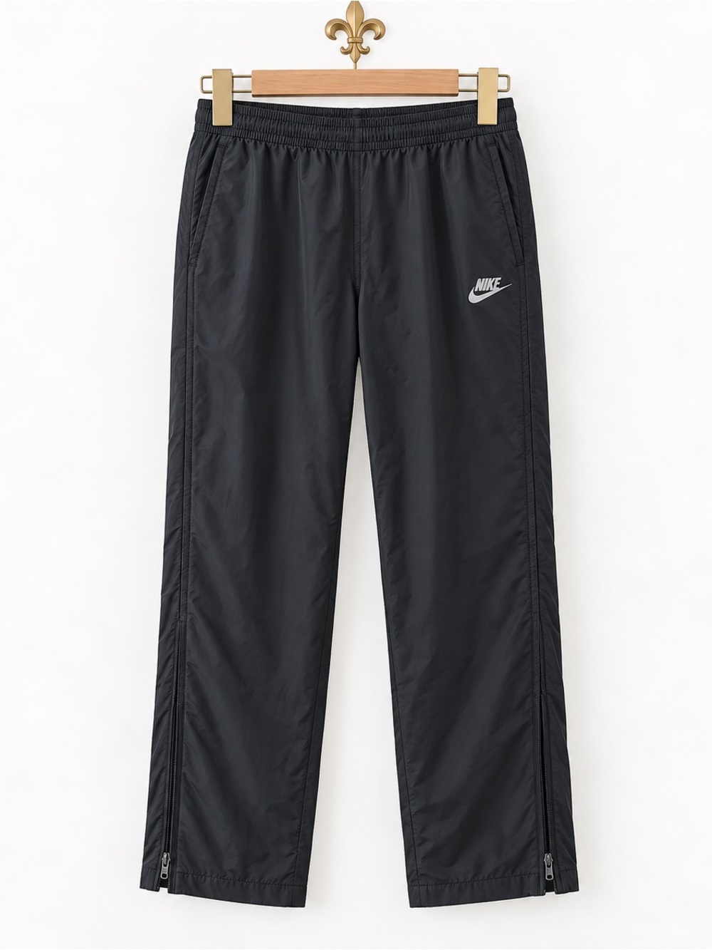 Nike Men’s Black Track Pants Side Zip Windbreaker Athletic Pants